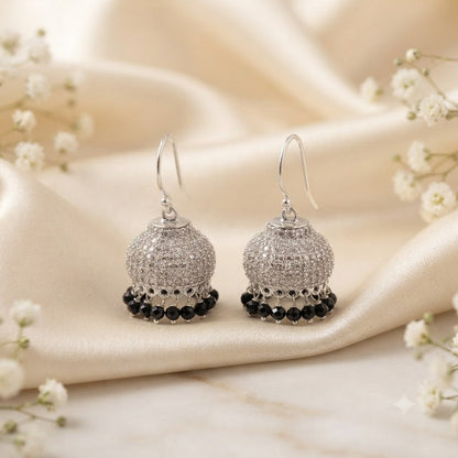 925 sterling silver black onyx jhumka earrings for women
