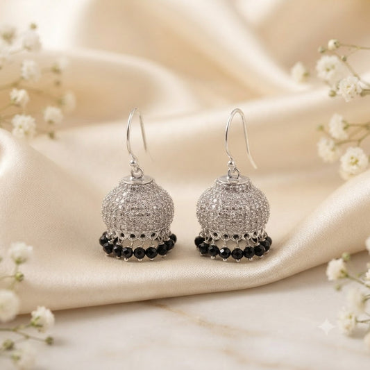 925 sterling silver black onyx jhumka earrings for women