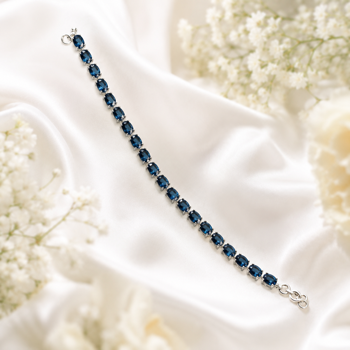 London Blue Topaz Tennis Bracelet in 925 Sterling Silver