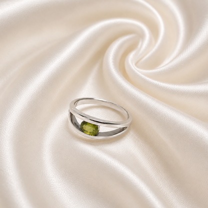 Minimalist Peridot Tension Band Ring in 925 Sterling Silver