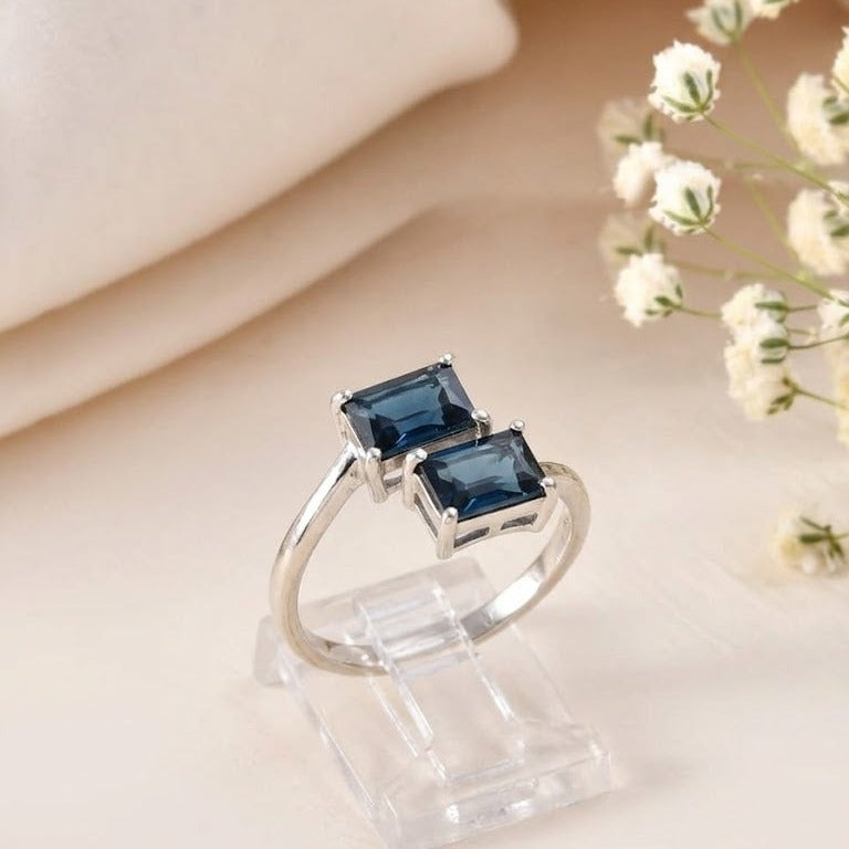 London Blue Topaz Open Ring 925 Silver
