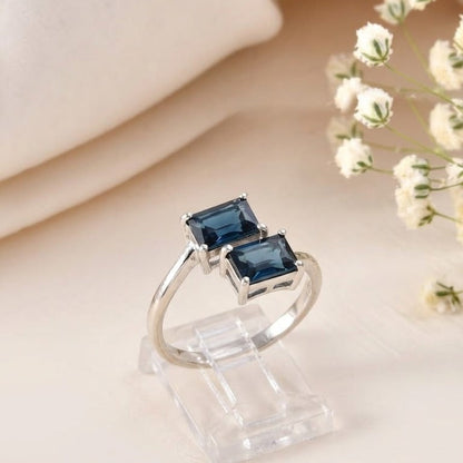 London Blue Topaz Open Ring 925 Silver