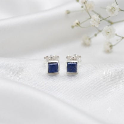 Lapis Lazuli stud earrings in 925 sterling silver by Silver Style