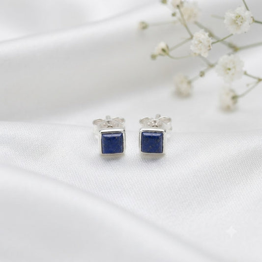 Lapis Lazuli stud earrings in 925 sterling silver by Silver Style