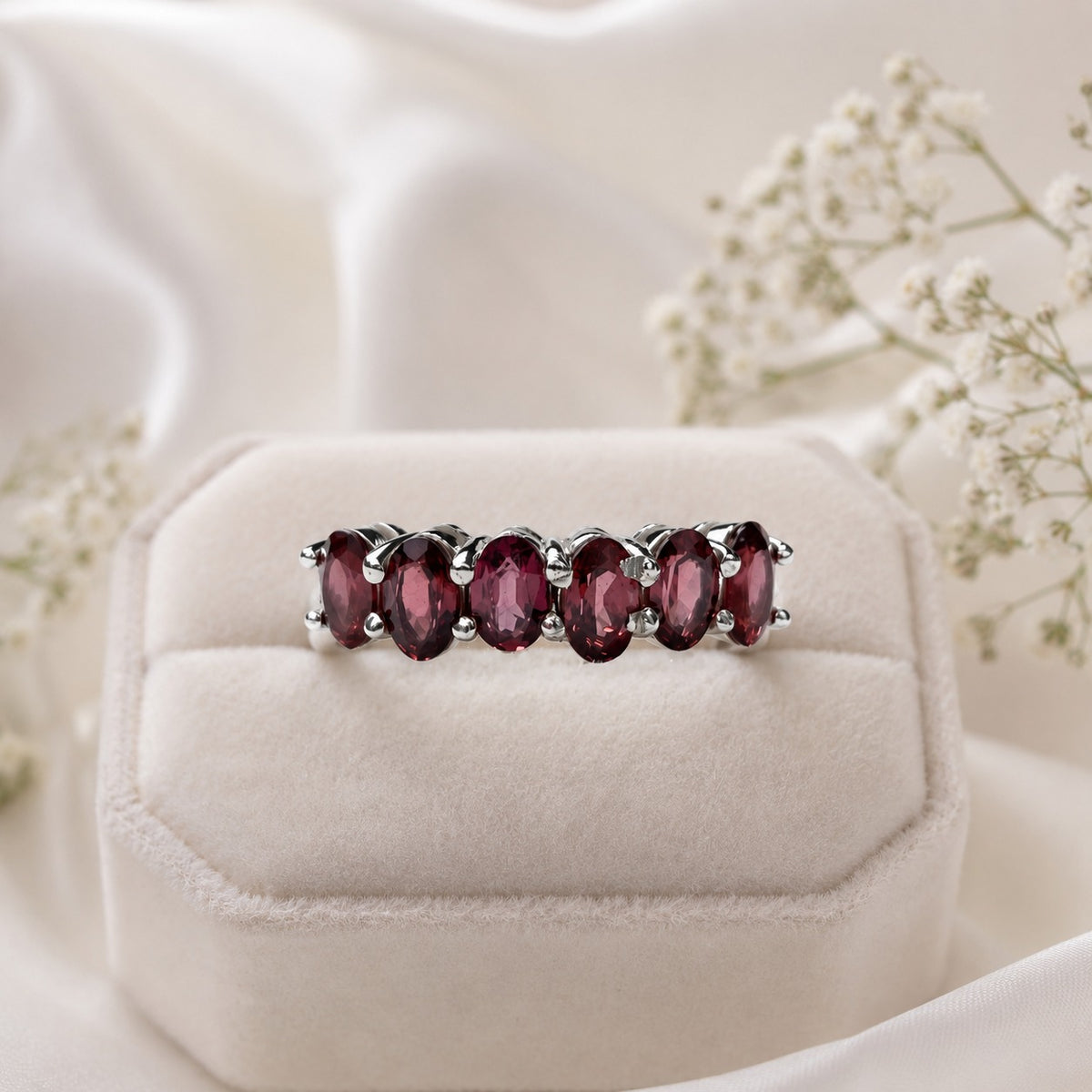 Garnet Classic Ring 925 Sterling Silver