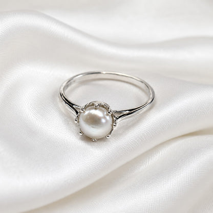 Freshwater Pearl Solitaire Ring 925 Silver