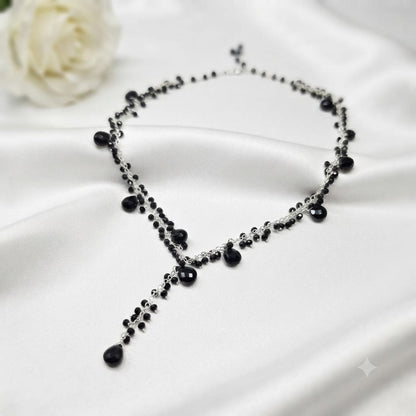 925 Sterling Silver Black Onyx Gemstone Layered Necklace