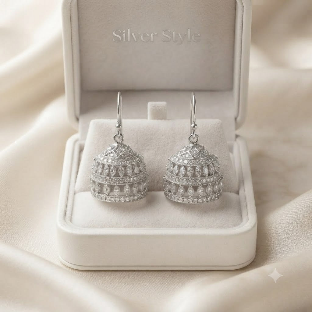 925 sterling silver royal dome jhumka earrings for women