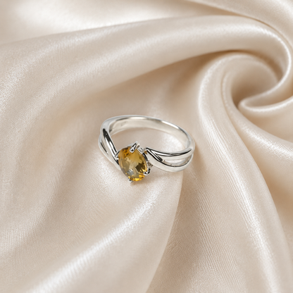Split Citrine Ring in Authentic 925 Sterling Silver