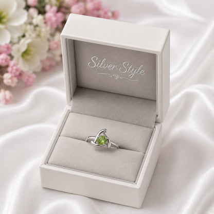 Peridot Swirl Bypass Ring in 925 Sterling Silver